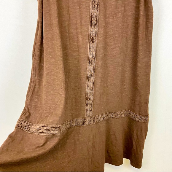 J.Jill Crochet details pima Cotton brown dress Size L - Picture 8 of 12